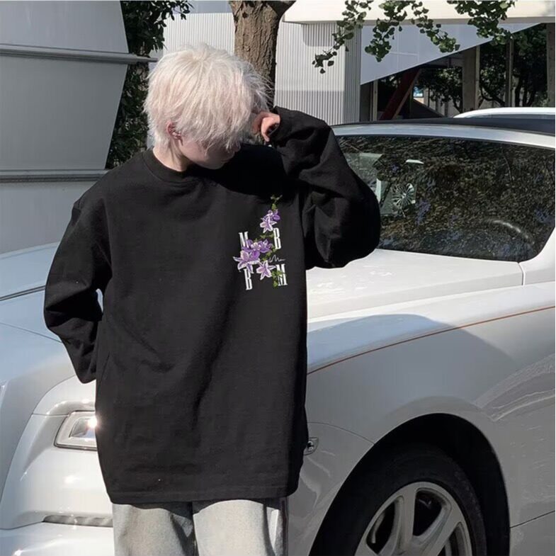新款百搭日系ins简约慵懒气质纯棉长袖T原宿文艺流行T128-P30网图,男装T恤,电商B245