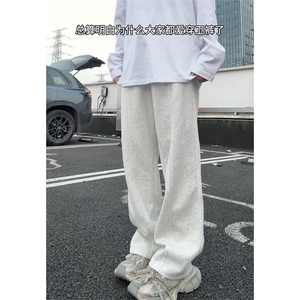 秋冬休闲裤百搭卫裤美式斜切加绒加厚弯刀裤微喇长裤K3669-特P35图片