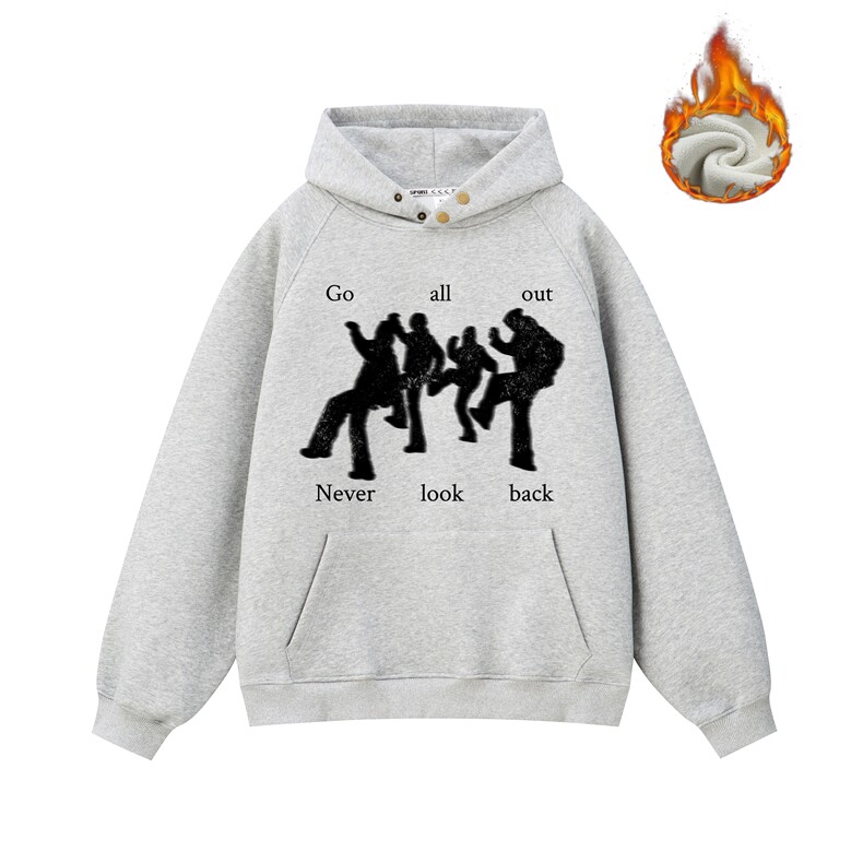 美式重磅440克纽扣印花连帽卫衣秋冬直播棉套头外套GW01C-加绒P75，男装卫衣，星座216(原A116)