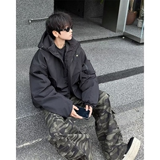 堆堆袖棉服男冬季加厚保暖宽松男士棉衣MF8186-P98，男装棉衣，星座1109-3