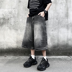 夏季牛仔短裤男美式高街裤子痞帅宽松休闲DK548/P45，男装牛仔裤，电商D202-1