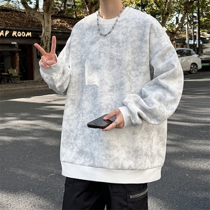 S5012/P35春装新款个性套头扎染卫衣男潮流宽松百搭长袖T恤外套图片