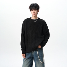 8XL-M圆领毛衣男秋冬季宽松慵懒套头麻花针织衫毛线衣MY19005P68，男装针织衫/毛衣，电商B312