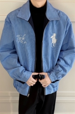 花卉刺绣格子双面穿夹克男装秋季宽松休闲外套XZ514-2-JK990-P98，男装夹克，星座514-2(原B239)