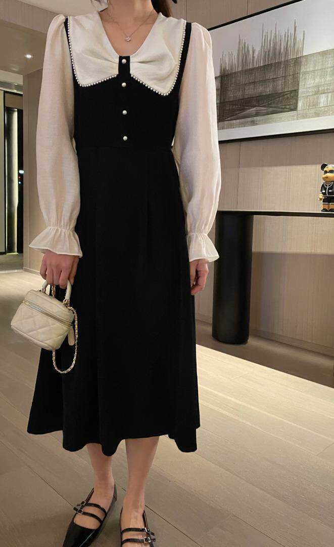 珍珠蝴蝶结收腰连衣裙，女装连衣裙，DIDI&KOKO(3F)