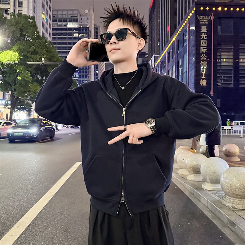 拉链开衫卫衣男款宽松oversize外套男士运动衫秋冬季8023-P58控88，女装短外套，电商C208