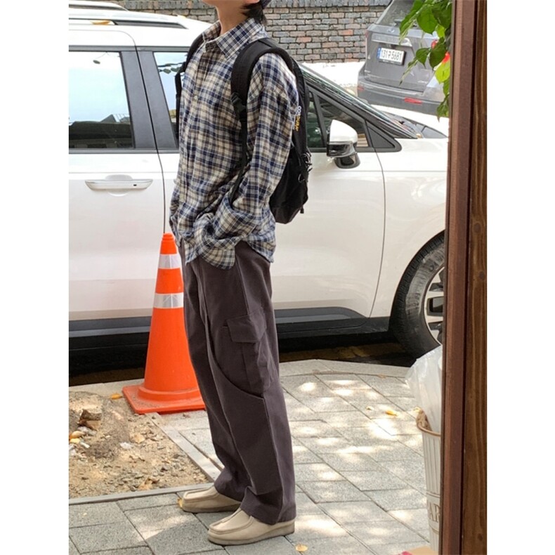 衬衫男格子长袖韩版潮流宽松方格衬衣帅气外套寸衫XZ710-801P50,男装衬衫,星座710