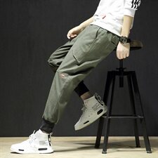 20秋装新款休闲潮流工装裤宽松日系大码束脚哈伦九分裤K1018-P45，男装休闲裤，电商A009A（原A058A）