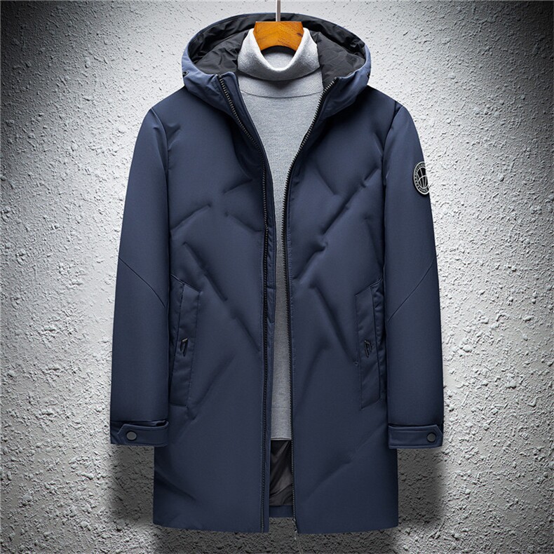 中年纯色羽绒服中长款白鹅绒保暖爸爸装冬季中年外套ZK9923-P360,男装羽绒服,电商B212（原钱塘6029）