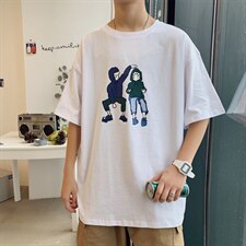 ！2021春夏纯棉男士短袖T恤宽松学生潮流印花半袖体恤T216P20，男装T恤，电商B220