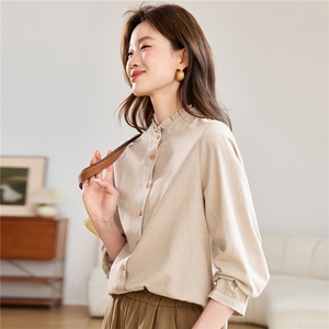 2026春年秋装新款潮小格子衬衫宽松显瘦韩版气质百搭衬衣女减龄，女装衬衫，独衣靓