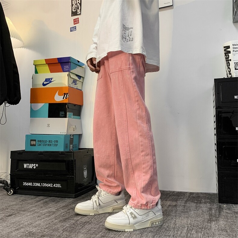 欧美高街vibe风美式复古牛仔裤mm街头嘻哈直筒裤N08808-P48,男装牛仔裤,星座308B-1