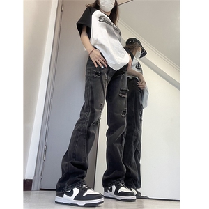 B221 美式ins高街小众个性男女破洞牛仔裤 LK23001-P65 控88图片