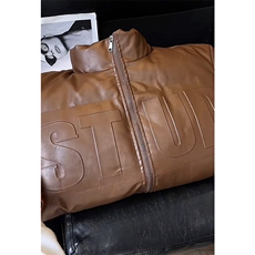 网图切片（可供短视频）立领钢印棉衣PU皮棉服棉袄M2883-特P100，男装棉衣，星座1213