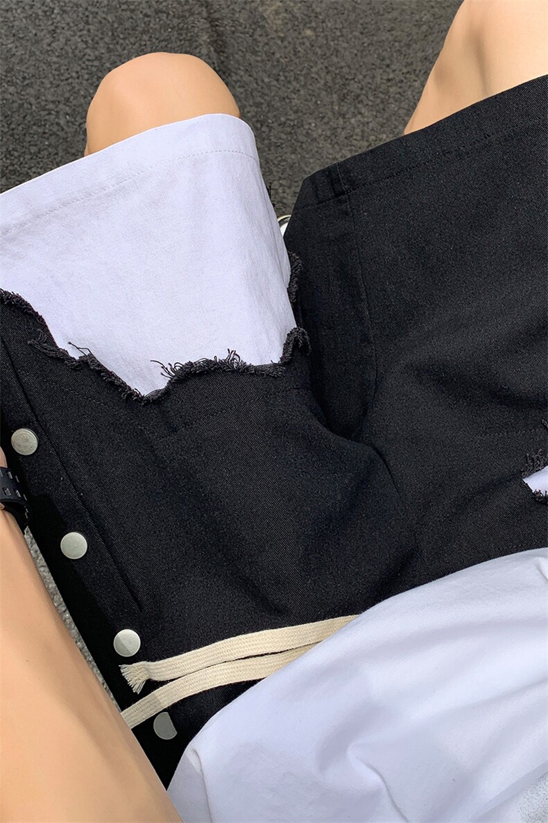 8XL-M特大码短裤男夏季新款大码vibe破洞拼接高街短裤DK1518P50,男装休闲裤,电商D206-1