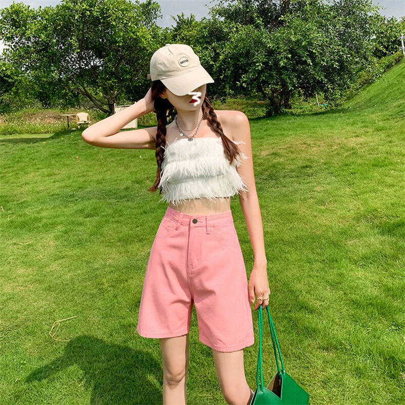 百搭牛仔短裤女2025新款ins潮牌水洗做旧直筒日系复古工装短裤，女装牛仔裤，星座506A