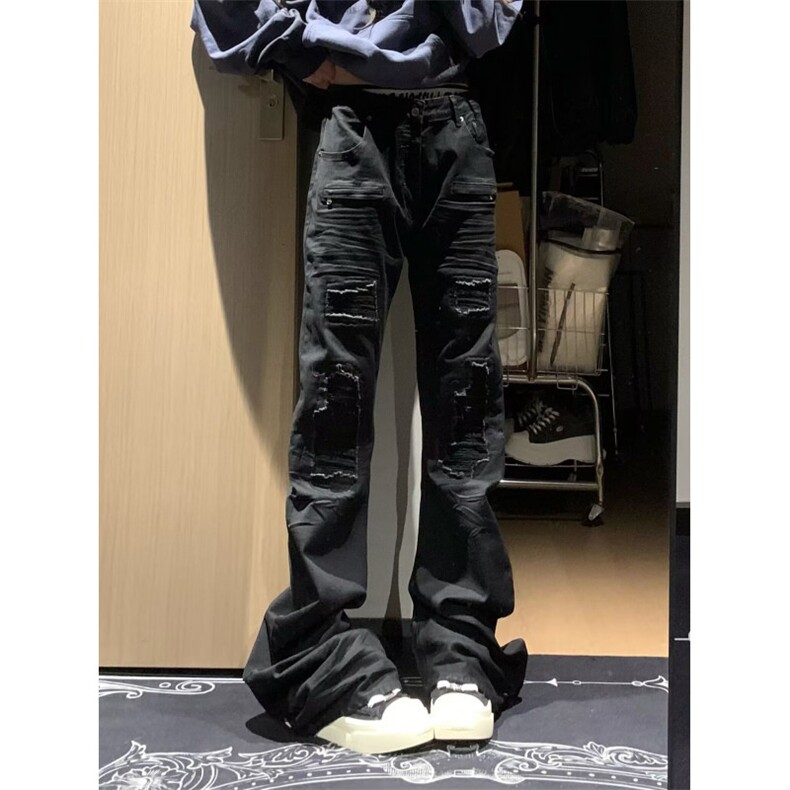 AK1659-P64美式多口袋修身显瘦微喇工装牛仔裤,男装牛仔裤,星座617A-2
