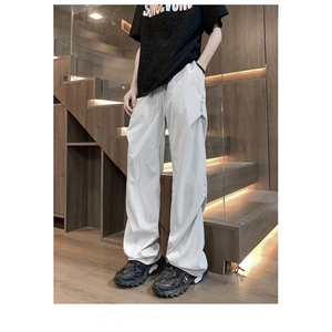 抖音冰丝裤子男士薄款速干宽松直筒休闲裤阔腿裤裤K10096/P42图片