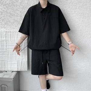 8XL-M日系工装短袖衬衫男夏季POLO衫t恤休闲运动套装TZ38004特P55图片