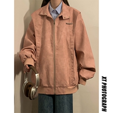 中性做旧面料字母刺绣皮衣金属装饰大码M-5XL夹克JK77861P85控158，男装夹克，星座227-7