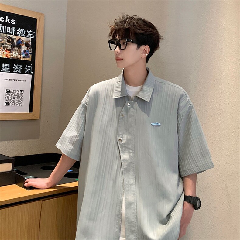 不规则设计感拉链短袖衬衫夏季新式金属装饰半袖T恤838P45,男装T恤,电商A458A