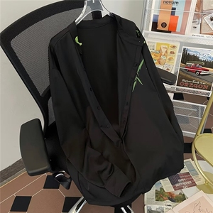 新中式男装风翠竹印花长袖衬衫男女改良版汉服清冷感禅意上衣图片