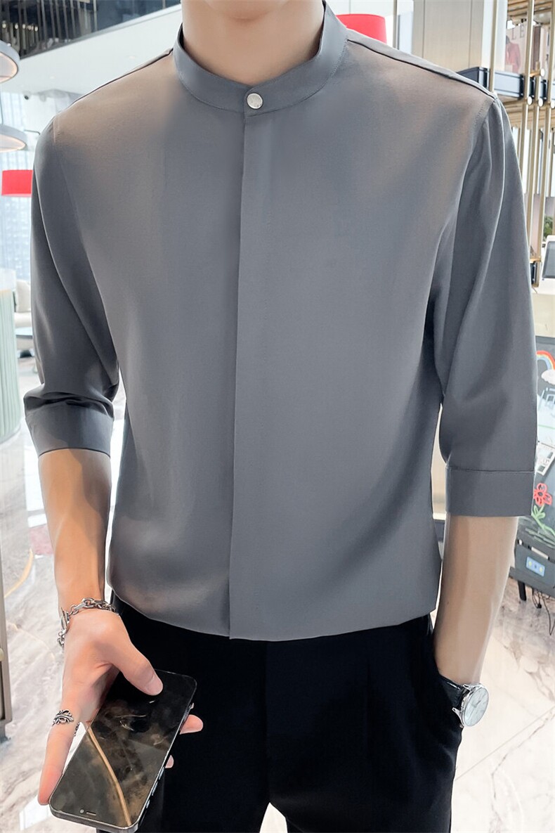 B216CS289P402025夏新款男爆品中袖衬衫新中式衬衣抖音直播,男装衬衫,电商B216（原B302）