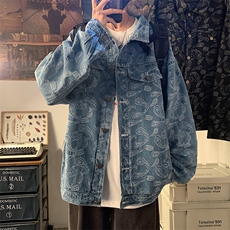 2024春装新款大码男士牛仔夹克腰果花外套A158-JK205-P85，男装夹克，电商A158-1