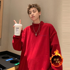一件过冬重磅保暖针织衫德绒加绒加厚卫衣半高领打底长袖T恤DR89，男装T恤，电商A486
