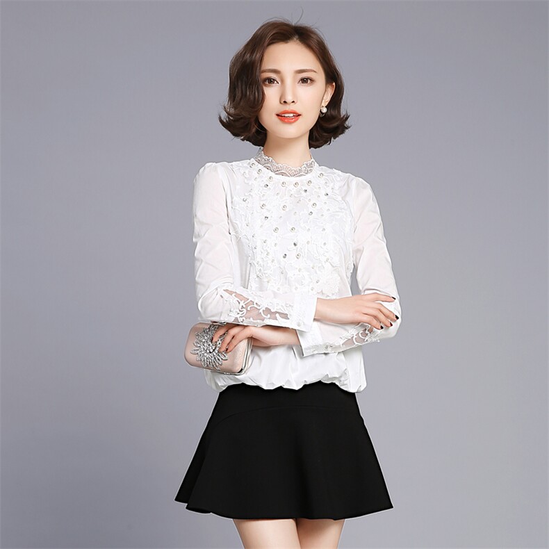 显瘦修身2020年春季长袖纯色圆领简约百搭甜美优雅衬衫,女装衬衫,众宇琦