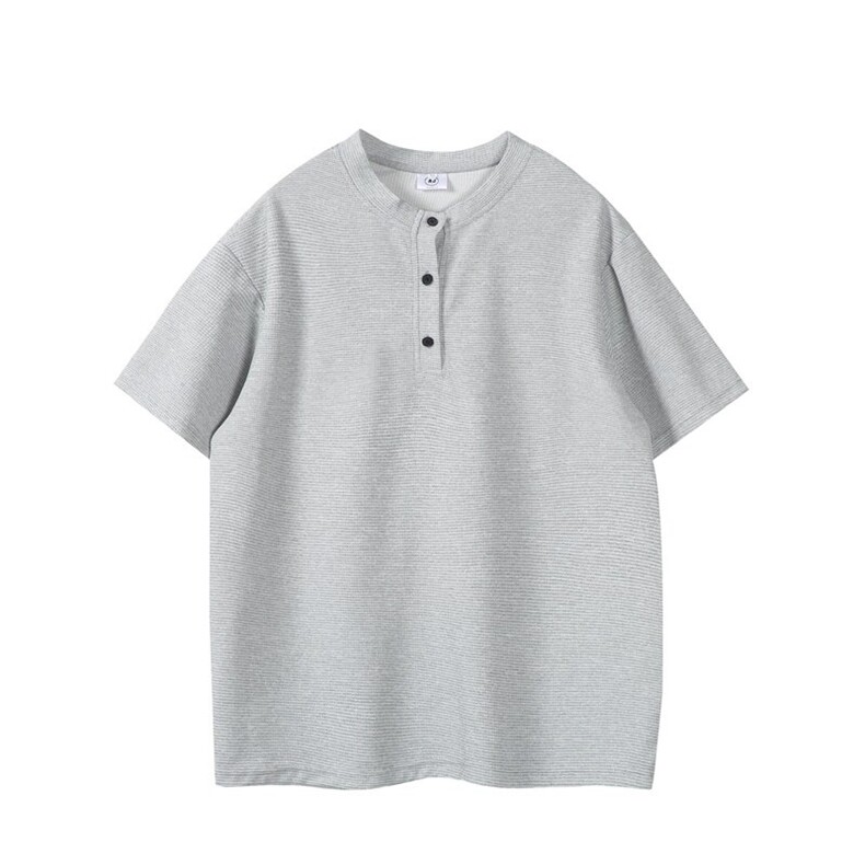 德物白底图可二开M-5XL250克玉米粒亨利领短袖夏季冰丝T恤男,男装T恤,电商C306-1