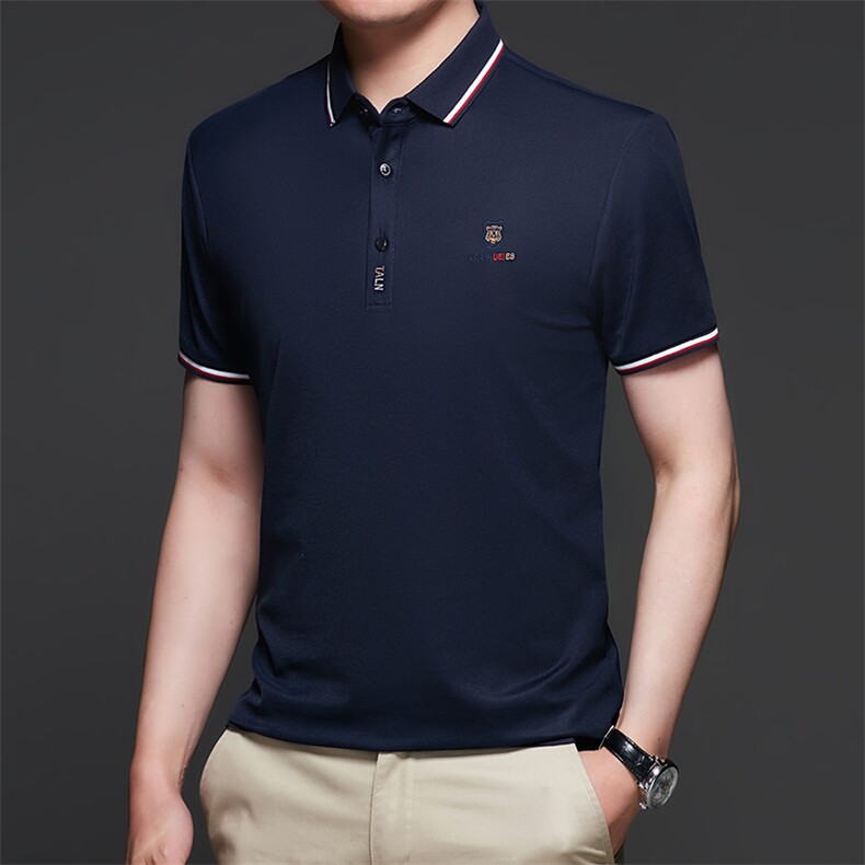 短袖polo衫男士翻领青中年夏季新品商务刺绣修身内搭T恤图片