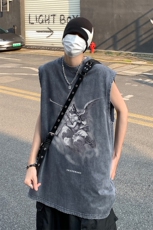 XZ514-2-1287-P38美式人像印花水洗做旧夏无袖背心/马甲/坎肩，男装背心/马甲，星座514-2(原B239)