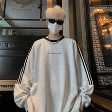 抖音得物供货提供视频秋冬重磅美式宽松织带圆领卫衣0308，男装卫衣，电商A486