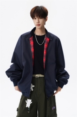 美式复古棒球服外套男春秋季潮牌拉链立领夹克宽松上衣服JK005，男装夹克，电商B312