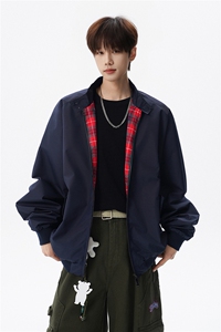 美式复古棒球服外套男春秋季潮牌拉链立领夹克宽松上衣服JK005图片