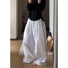 垂感高腰运动休闲裤女秋冬新款小众设计感宽松条纹抽绳裤KA8028，男装休闲裤，星座1116A（原606A-3）