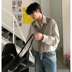 抖音得物品质二开春装美式潮牌披肩条纹长袖衬衫男女休闲宽松衬衣，男装衬衫，电商A486