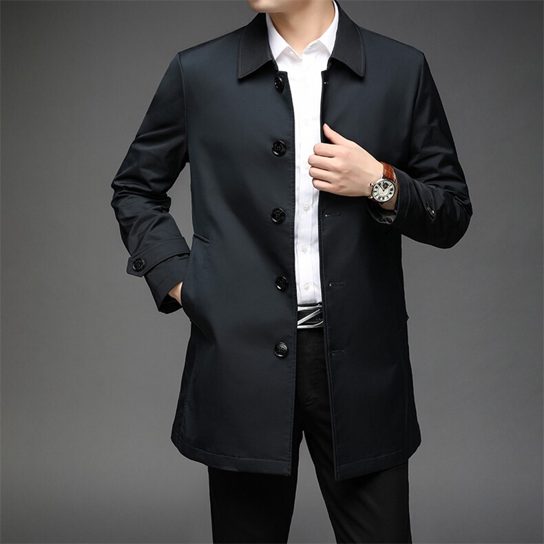春秋男商务休闲男装外套时尚中长中年风衣外套爸爸HP8311-1-P185图片