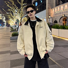 美式潮牌翻领复古夹克士做旧情侣美工装外套JK0237-P73，男装夹克，星座308B-2