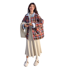 羊羔毛拼接蓝色羽绒服女冬季两面穿韩系小个子温柔风爆款超好看，女装羽绒服，浪娴服饰