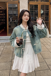 时尚新中式短款牛仔外套女2024新款时尚休闲夹克上衣图片