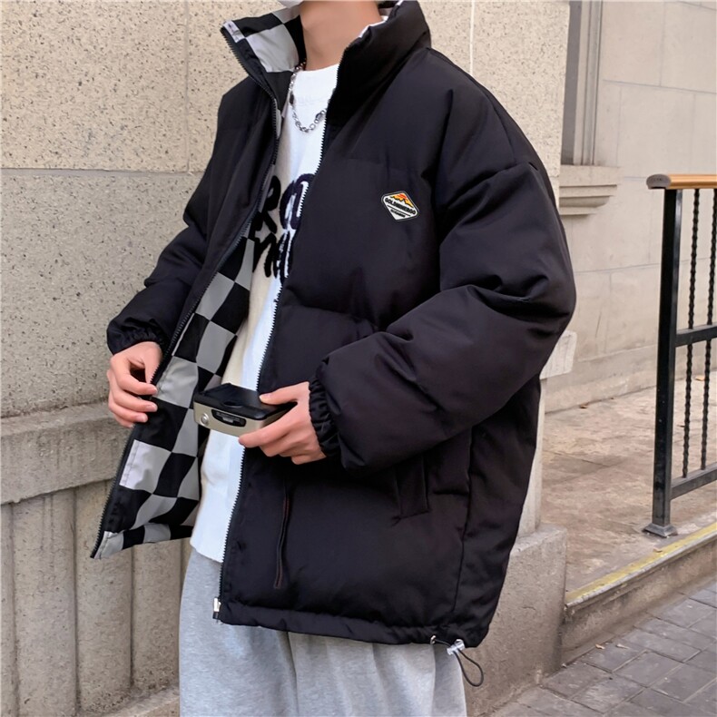 两面穿羽绒棉服外套男冬加厚潮牌格子情侣面包服棉衣袄子JK8012,男装棉衣,星座516A