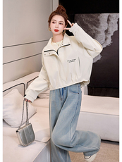 粉色休闲工装短款外套女2025春季新款立领宽松百搭小个子夹克上衣，女装短外套，艾尚靓装