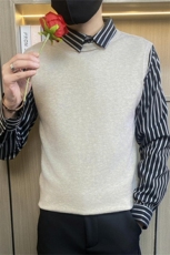 C3160-P68控88社会小伙衬衫领假两件毛衣男男士修身打底针织衫，男装T恤，电商D310B-1