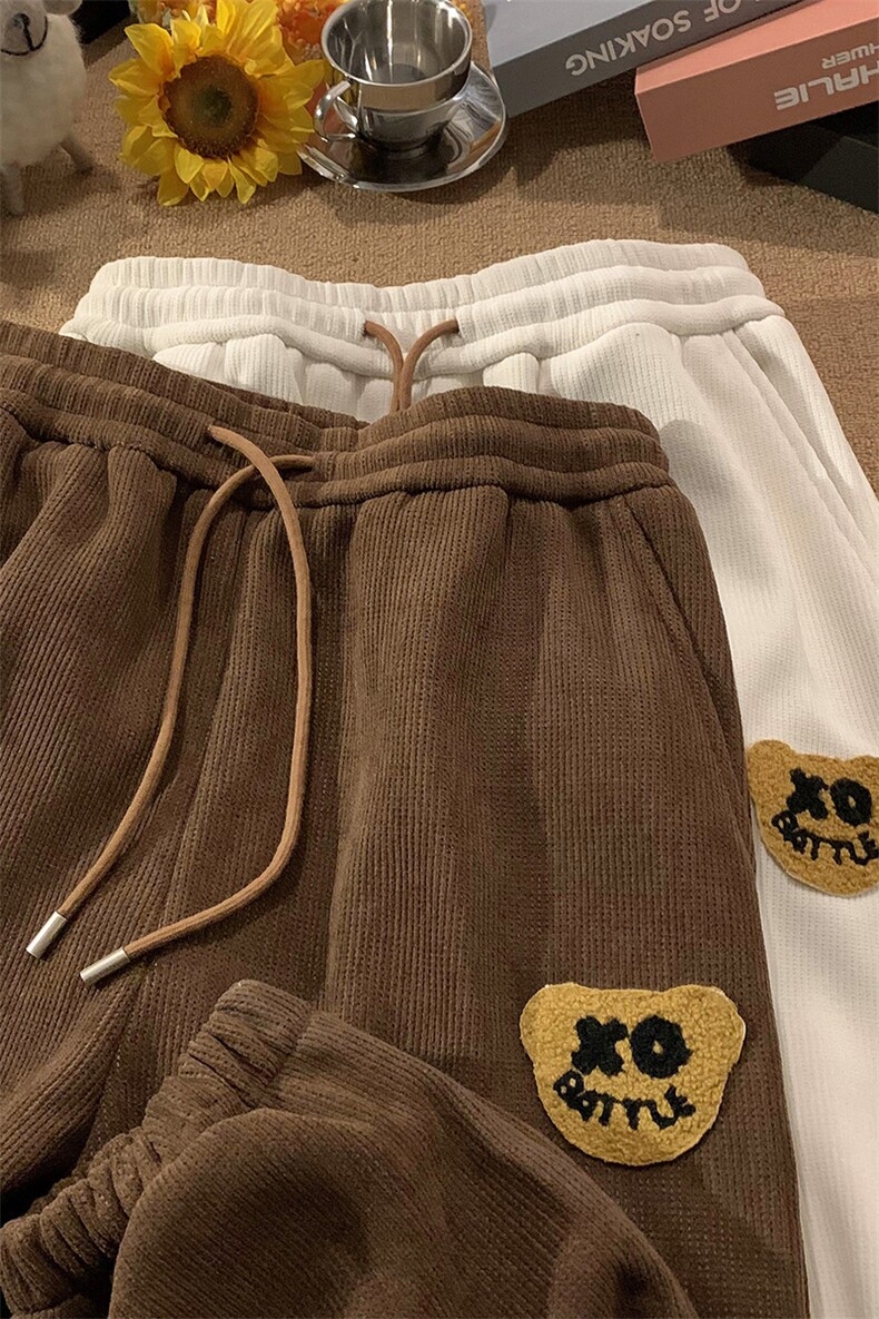 大大休闲裤男加绒加厚小熊刺绣阔腿裤416B-KLJ306-P60限78,男装休闲裤,星座416B-1