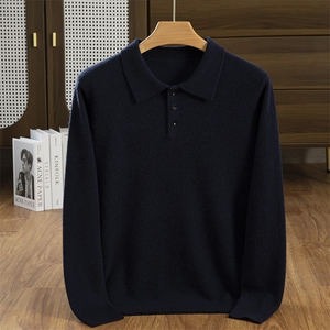 时尚男士羊绒POLO领针织衫 秋季新款高品质保暖长袖毛衣,男装羊绒套衫,隆格羊绒