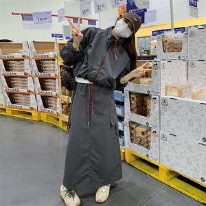 慵懒风休闲运动风套装女2025春秋季新款显瘦夹克工装半身裙两件套图片