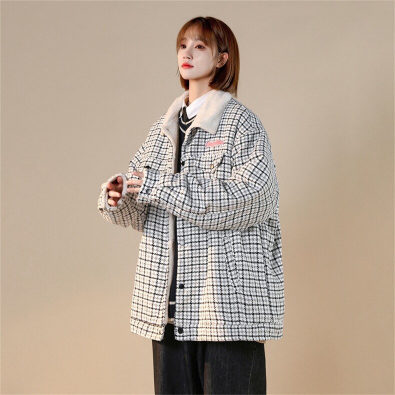 小香风内里羊羔毛翻领青春情侣大码外套棉衣XZ301AMY89,男装棉衣,星座301A