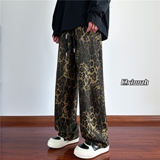 XZ6162024秋季新款重磅豹纹复古直筒休闲长裤TY1094P75控88，男装休闲裤，星座512A（原616）